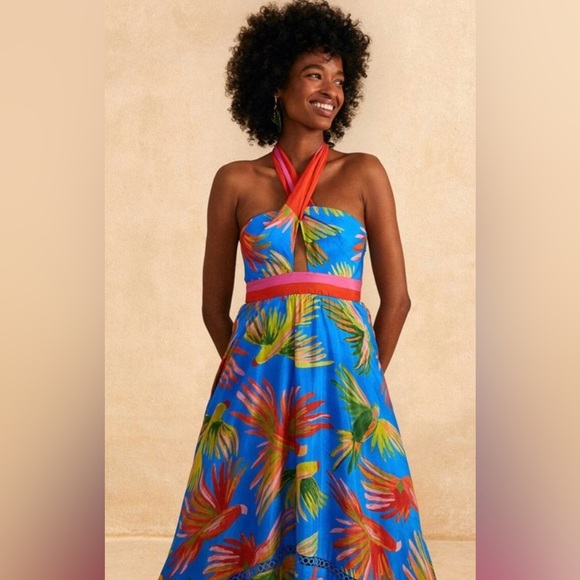 Farm Rio Painted Birds Maxi Dress Size XL (12/14) - Picture 6 of 6